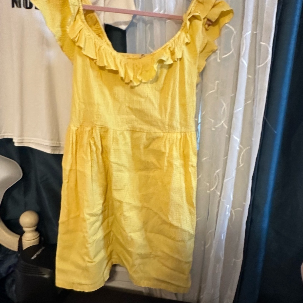 Mi Ami Sunshine Yellow off the shoulder Dress with ruffle bodice